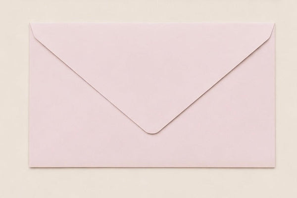 Pink/beige envelope on a light beige background